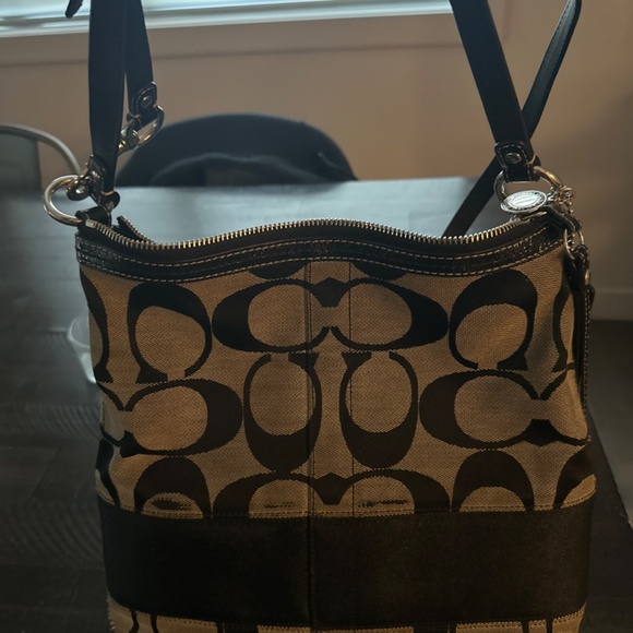 Coach Signature Stripe Bucket Bag Black - Picture 2 of 2